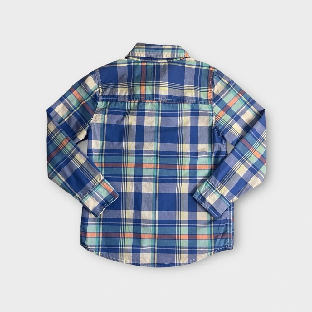 Oshkosh Blue Tone Plaid Button Up Shirt